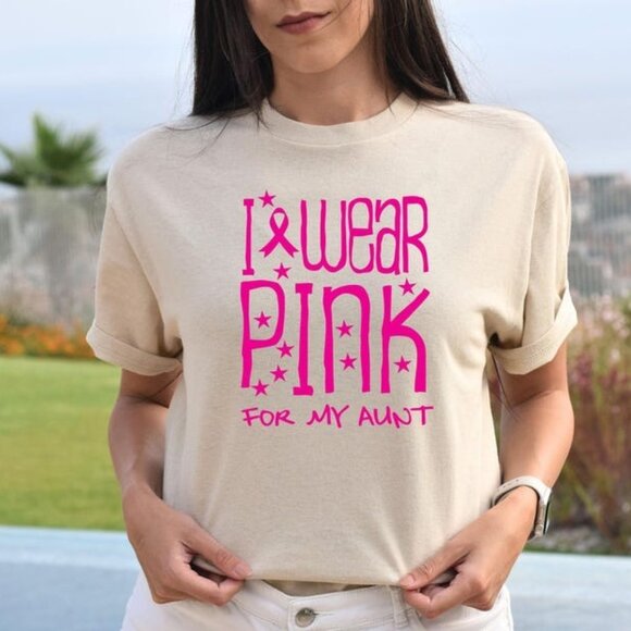 I Wear Pink For My Aunt Shirt, Breast Cancer Awareness Shirt - Picture 1 of 4